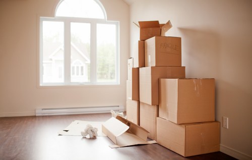 A clean and organized storage space used for household and business items