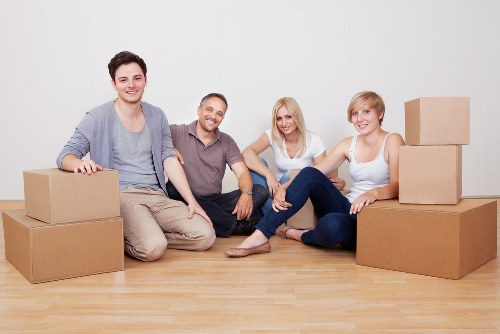 Packed boxes and furniture prepared for a Walworth home move