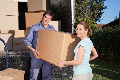 Packed household items prepared for a small move in Walworth